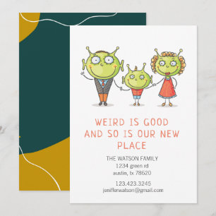 Weird is Good Family Moving Announcement Card Kaart