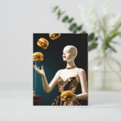 Weird Mannequin with Cheeseburgers Briefkaart (Staand voorkant)