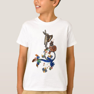 WEIRD MEDIEVAL BESTIAIR MUZIEK, HARPIST HARE T-SHIRT