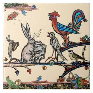 WEIRD MEDIEVAL BESTIAIR, MUZIEK MAKENDE KONIJNEN,V TEGELTJE