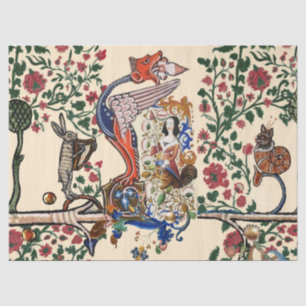 WEIRD MEDIEVAL BESTIAIRE draak en spinnen Harpy Tissuepapier
