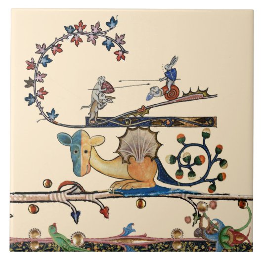 WEIRD MEDIEVAL BESTIARY Dog, Killer Rabbit, Dragon Tegeltje (Voorkant)