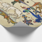 WEIRD MEDIEVAL BESTIARY , UNICORN FIGHTING MONKEY CADEAUPAPIER (Hoek)