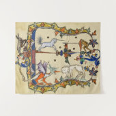 WEIRD MEDIEVAL BESTIARY , UNICORN FIGHTING MONKEY WANDKLEED (Voorkant (horizontaal))