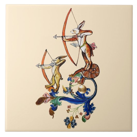 WEIRD MEDIEVAL BESTIARY WAR, ARCHER RABBITS TEGELTJE (Voorkant)
