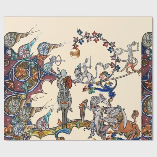 WEIRD MEDIEVAL BESTIARY WAR, KNIGHTS, GIANT SNAILS CADEAUPAPIER (Vlak)