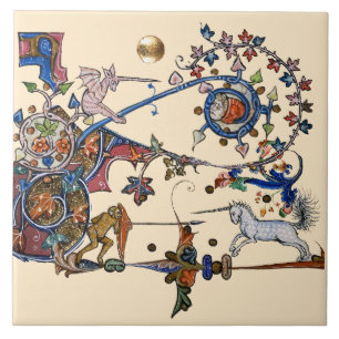 WEIRD MEDIEVAL BESTIARY WAR UNICORNS COMBAT MONKEY TEGELTJE