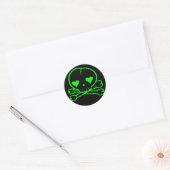 Weird Skull Gothic Kawaii Style ZWART GROEN Ronde Sticker (Envelop)