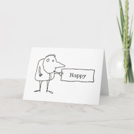 Weird Strange Funny Cartoon Guy Birthday Card Kaart