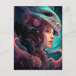 Weird Surreal Alien Woman Art Briefkaart