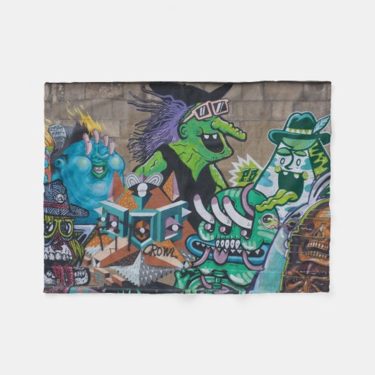 Weird Wild Witch Graffiti Fleece Deken (Voorkant (Horizontaal))
