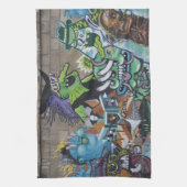 Weird Wyed Green Witch Graffiti Theedoek (Verticaal)