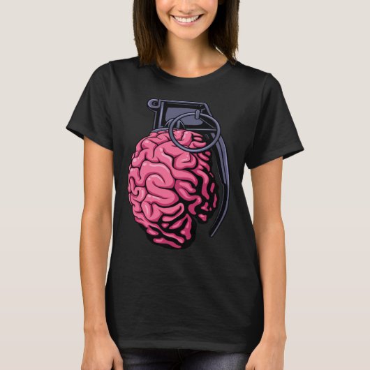 Weirdcore Brain Grenade Surreal Military Soldier V T-shirt (Voorkant)