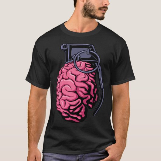 Weirdcore Brain Grenade Surreal Military Soldier V T-shirt (Voorkant)