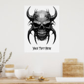 Weirdcore custom Spiky Skull Grijs Poster (Keuken)