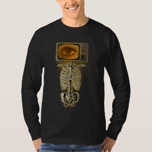 Weirdcore Skelet TV-hoofd Cosplay Röntgenstraling T-shirt