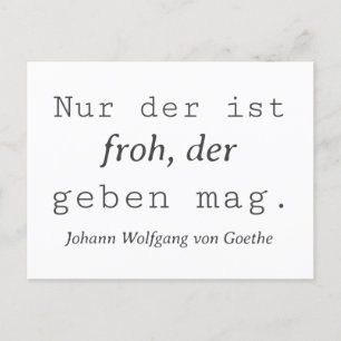 Weisse Goethe Zitat Wer Nur der ist Froh Briefkaart