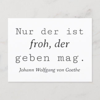 Weisse Goethe Zitat Wer Nur der ist Froh Briefkaart