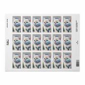 weiße Katze mit blauen Augen Wasserfarbenbild Etiket (Full Sheet)