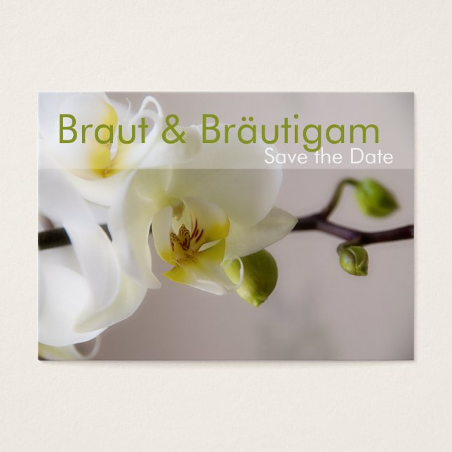 Weisse Orchidee ・ Save the Date Mini Karten (Devant)