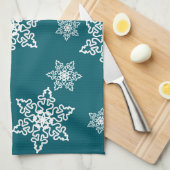 Weiße Schneeflocken  Theedoek (Quarter Fold)