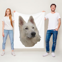 weisser Schäferhund Kopf Decke Fleece Deken
