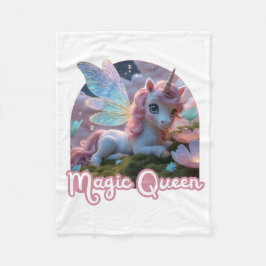 Weißes Einhorn mit Flügeln - Magic Queen Fleece Deken