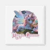 Weißes Einhorn mit Flügeln - Magic Queen Magneet (Voorkant)