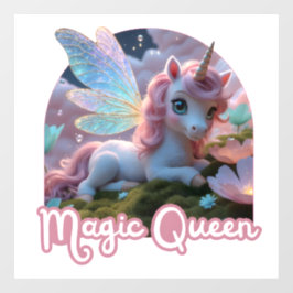 Weißes Einhorn mit Flügeln - Magic Queen Raamsticker