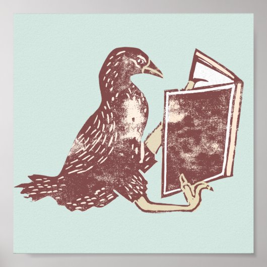 Weka Bird leest een boek Poster (Voorkant)