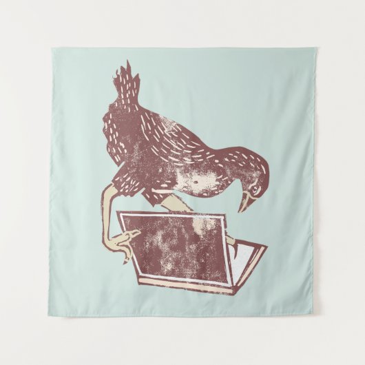 Weka Bird leest een boek Wandkleed (Voorkant (horizontaal))