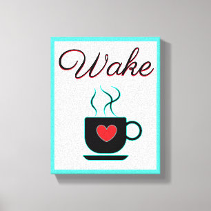 Wekbord voor Keuken, Koffie, Turquoise, Rood, Zwar Canvas Afdruk