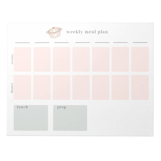 Wekelijks maaltijdplanningspad notitieblok (Voorkant)
