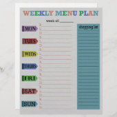 Wekelijks menuplan (Voorkant / Achterkant)
