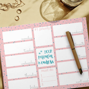 Wekelijks planner dagelijks om roze Blauwgroen ste Notitieblok