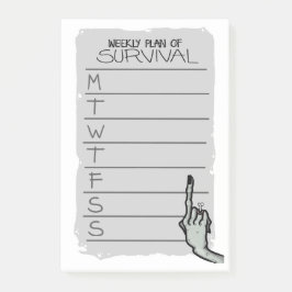 Wekelijks schema van overlevingsnotities na de ope post-it® notes