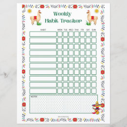 Wekelijkse afdrukbare Habit Tracker - Lama Edition