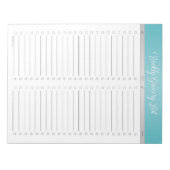 Wekelijkse basislijst van Turquoise Header - Check Notitieblok (Voorkant)