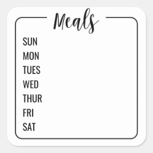 Wekelijkse Bullet Journal Meal Planner Vierkante Sticker
