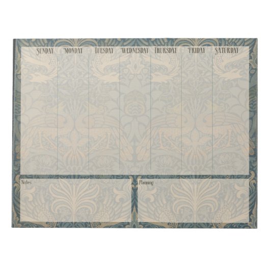 Wekelijkse lijst - William Morris Peacocks en Drag Notitieblok (Voorkant)