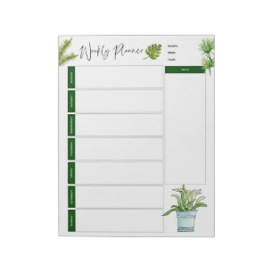 Wekelijkse minimalistische illustratie van plant notitieblok