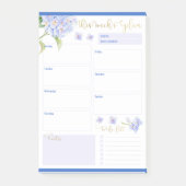 Wekelijkse Planner Blauwe Hortensia Bloem Post-it® Notes (Voorkant)