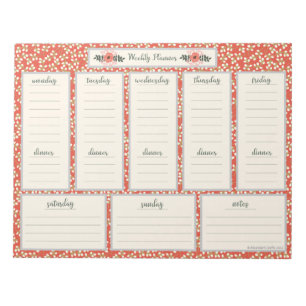 Wekelijkse Planner-laptop met menu Dinner Notitieblok