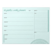 Wekelijkse planner met aangepaste naam - blauwgroe notitieblok (Voorkant)