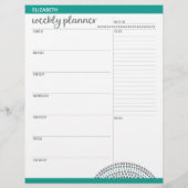 Wekelijkse planner met aangepaste naam en kleur flyer (Achterkant)