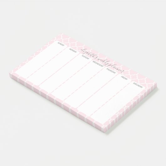 Wekelijkse Planner met wazige roze patroonnaam Post-it® Notes (Schuin)