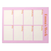 Wekelijkse planner om de roze monogram-naam te lat notitieblok (Voorkant)