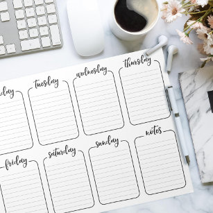 Wekelijkse Planner Simple White Tear Away Calendar Notitieblok