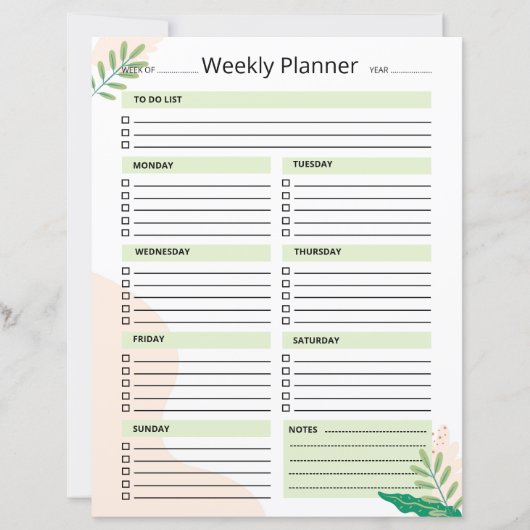 Wekelijkse planner sjabloon (Voorkant)
