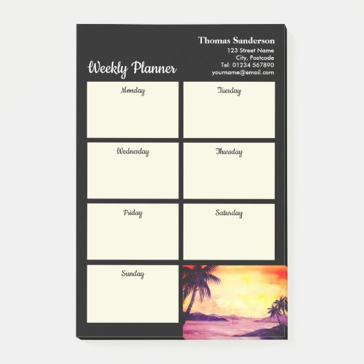 Wekelijkse Planner Sunset in Tropics Painting Post-it® Notes (Voorkant)
